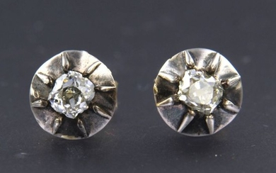 14k geel goud met zilver Z2 Silver, Yellow gold - Earrings - 0.70 ct Diamond
