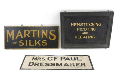 (3) dressmaking advertising signs to include