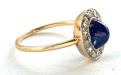 18 kt. Gold - Ring Sapphire - Diamonds