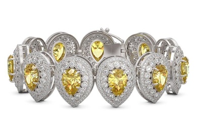 46.44 ctw Canary Citrine & Diamond Victorian Bracelet 14K White Gold
