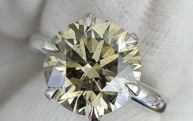 5.00ct Fancy Deep Grayish Greenish Yellow Diamond - 14 kt. White gold - Ring - ***No Reserve Price***