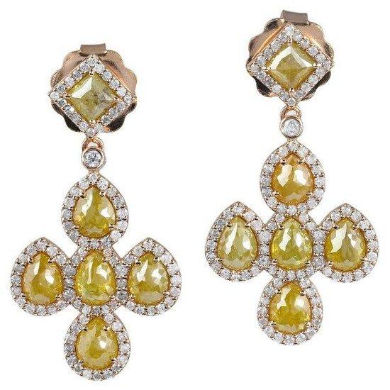 5.71 Carat Slice Diamond 18 Karat Gold Earrings