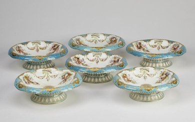 (6) Copeland porcelain compotes, 19th c.