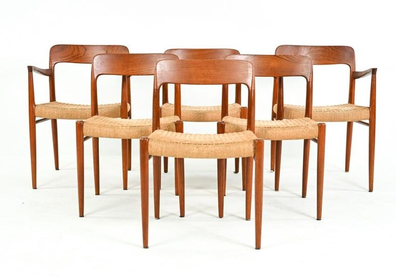 (6) NIELS OTTO MOLLER TEAK & PAPER CORD CHAIRS