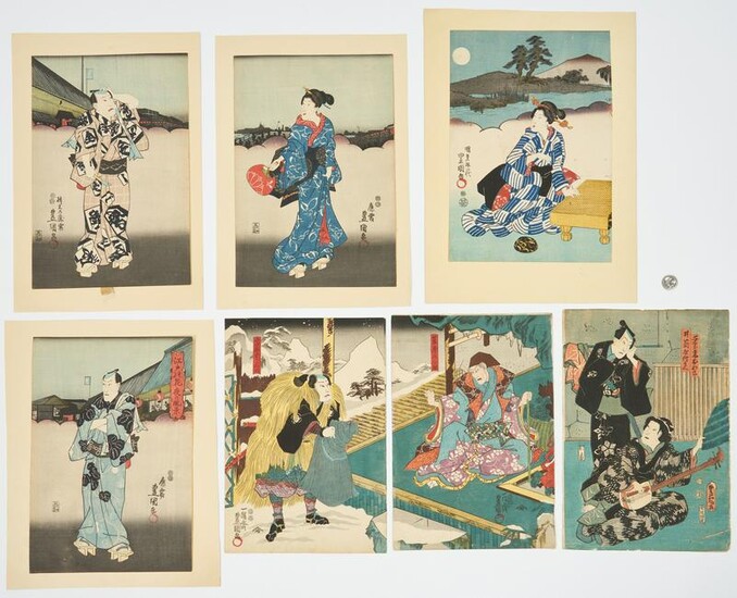 7 Utagawa Kunisada/Toyokuni III Woodblock Prints