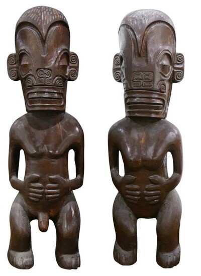 Pair of Polynesian Marquesas Islands style standing