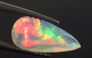 1.33 Ct Genuine Multi-Color Fire Faceted Opal Pear Cut