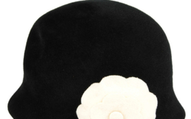 CHANEL - a black Camellia Cloche hat.