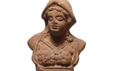 A Roman terracotta bust of Minerva, Egypt