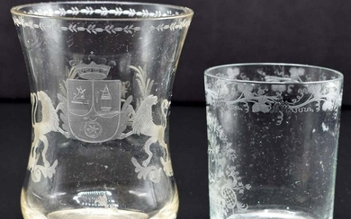TWO GERMAN COLORLESS GLASS BEAKERS