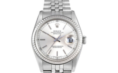 Rolex. A Stainless Steel centre seconds bracelet watch with date