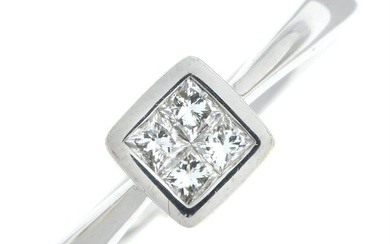 9ct gold square-shape diamond cluster ring