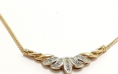 9ct hallmarked tri-colour gold necklet set with diamonds - 4...