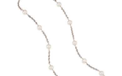 A 14K WHITE GOLD AND CULTURED PEARL NECKLACE