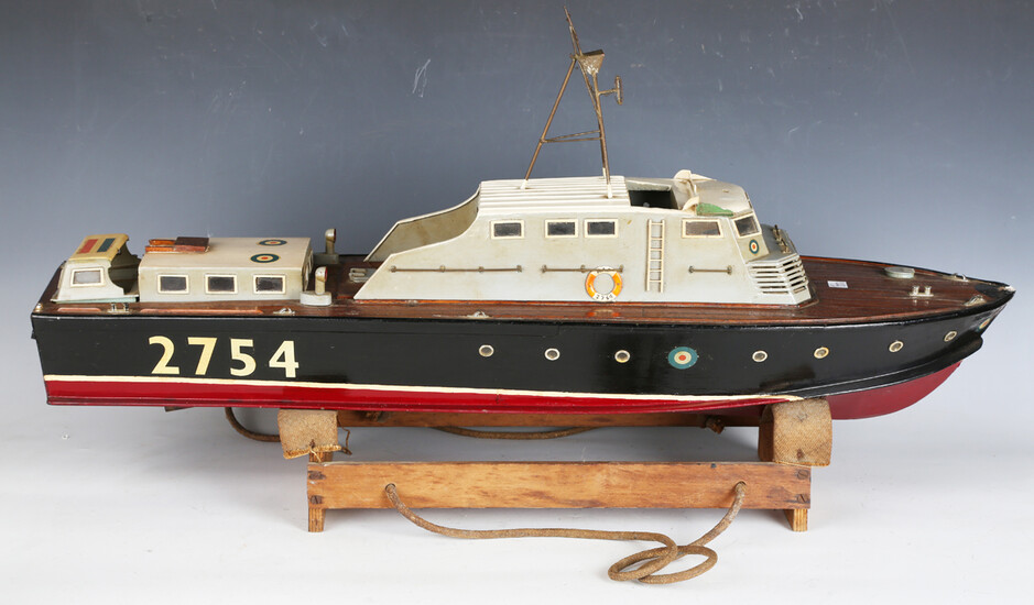 A 20th century wooden and plastic scale model of an R.A.F. motor launch boat, length 85cm.