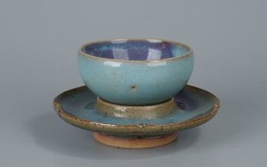 A CHINESE JUN WARE BUBBLE BOWL AND STAND