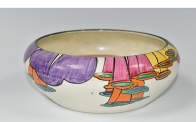 A CLARICE CLIFF 'LATONA' BOWL, with stylised angel's trumpet...