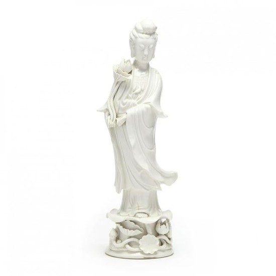 A Chinese Blanc de Chine Guanyin Sculpture