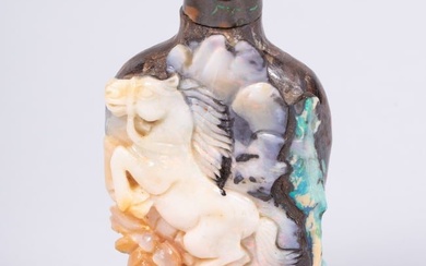 A Chinese Carved Opal Stone Snuff Bottle