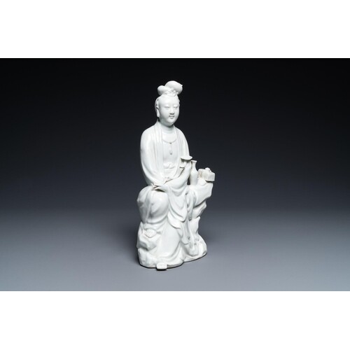 A Chinese blanc de Chine figure of Guanyin, impressed mark, ...