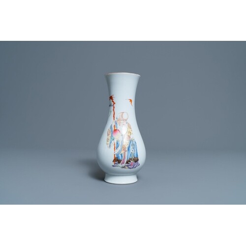 A Chinese famille rose 'Shou Lao' vase, Qianlong mark, Repub...