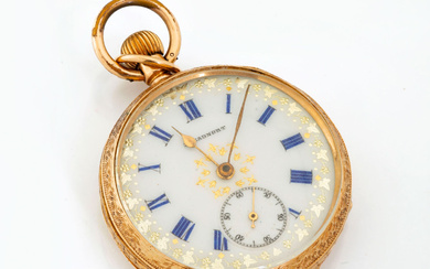 A Fine 14K Gold Three Lidded Ladies Pocket Watch, 19th...