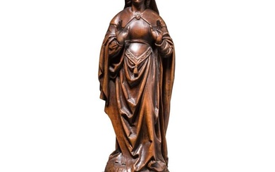 A French saint figurine made of boxwood, 17th century