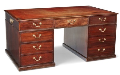 A George III mahogany pedestal partners’ desk