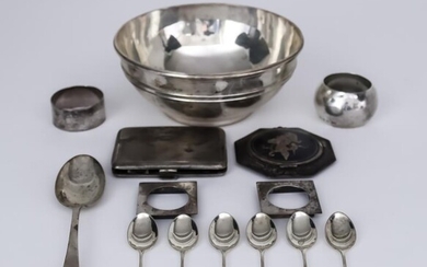 A George V Silver Circular Bowl and Matching Spoon,...