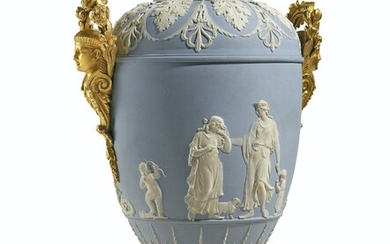 A LATE LOUIS XVI ORMOLU-MOUNTED JASPERWARE VASE, ALMOST CERTAINLY SUPPLIED BY DOMINIQUE DAGUERRE, THE MOUNTS ATTRIBUTED TO FRANÇOIS REMOND, CIRCA 1785-90