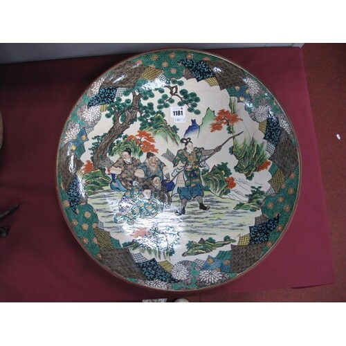 A Late XIX Century Japanese Circular Pottery Charger, decora...