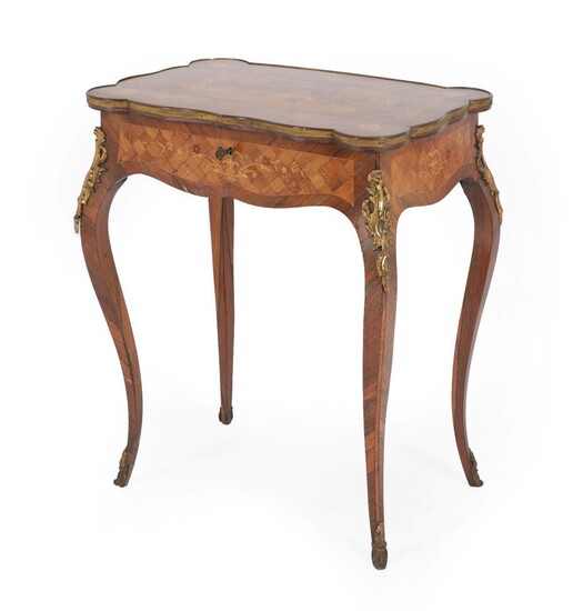 A Louis XV Style Rosewood, Tulipwood and Marquetry Inlaid Table...
