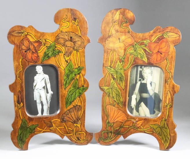 A Pair Of Wooden Dressing Table Photograph Frames, Early...