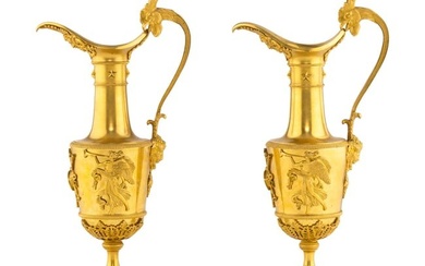 A Pair of Late Louis XVI Gilt Bronze Ewers