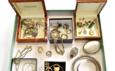 A Quantity of Jewellery, including a 9 carat gold diamond...
