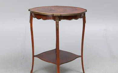 A REPRODUCTION LOUIS XV STYLE GILT METAL MOUNTED TABLE AMBULATE.