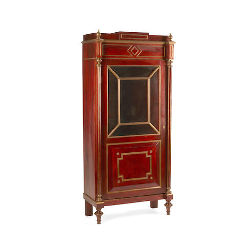 A RUSSIAN NEOCLASSICAL BRASS MOUNTED MAHOGANY CABINET
