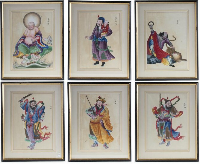 A SET OF SIX PAINTINGS DEPICTING DEITIES, CHINA, 19TH