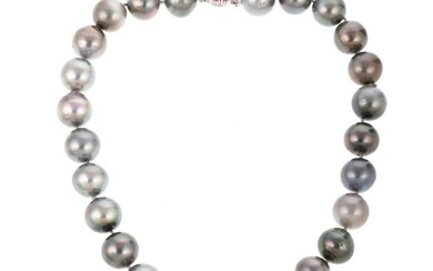 A South Sea Tahitian Pearl & Ruby Necklace in 14K