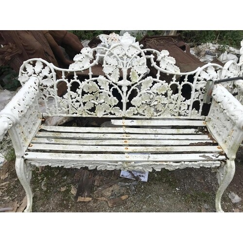 A VERY FINE CAST IRON TWO SEATER GARDEN BENCH with Irish Wol...