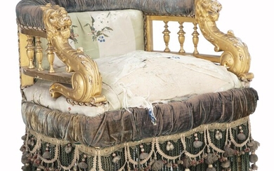 SOLD. A giltwood carved low bergere, Historicism, late 19th century. – Bruun Rasmussen Auctioneers of Fine Art