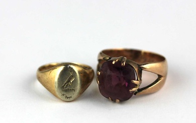 A gold and paste solitaire ring