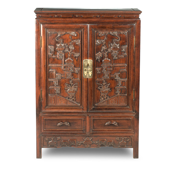 A hongmu 'antiques' side cabinet