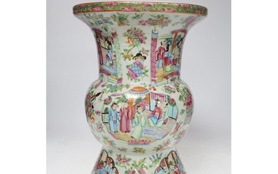 A large 19th century Chinese Canton famille rose vase, damag...