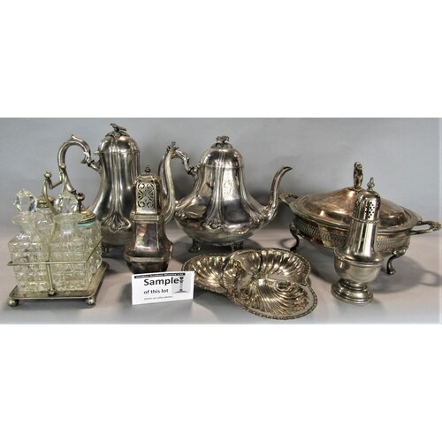 A large collection of silver plated items comprising various...