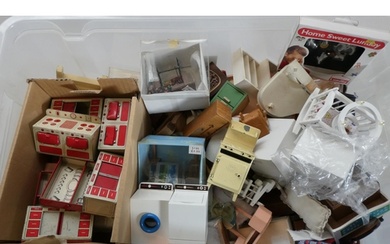 A large quantity of dolls house furniture and accessories, i...