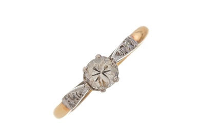 A mid 20th century 18ct gold and platinum diamond ring, with...