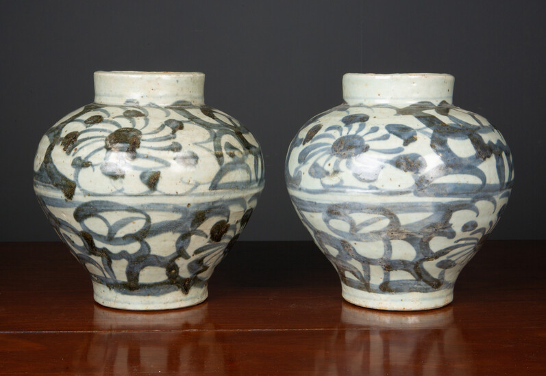 A pair of antique South East Asian jars