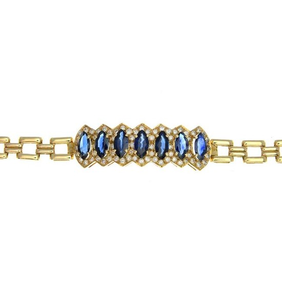 A sapphire and diamond cluster bracelet, with