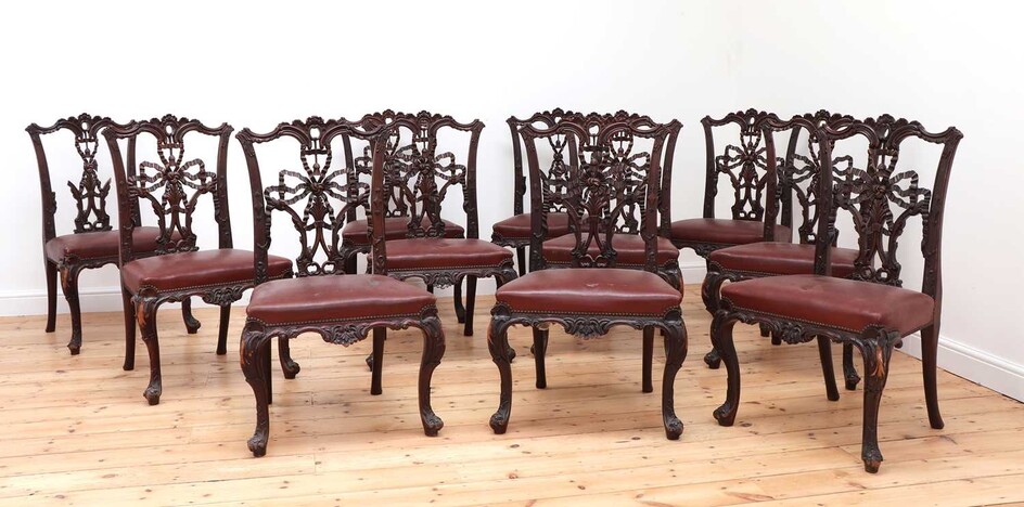 A set of twelve mahogany dining chairs in the manner of Gillows
